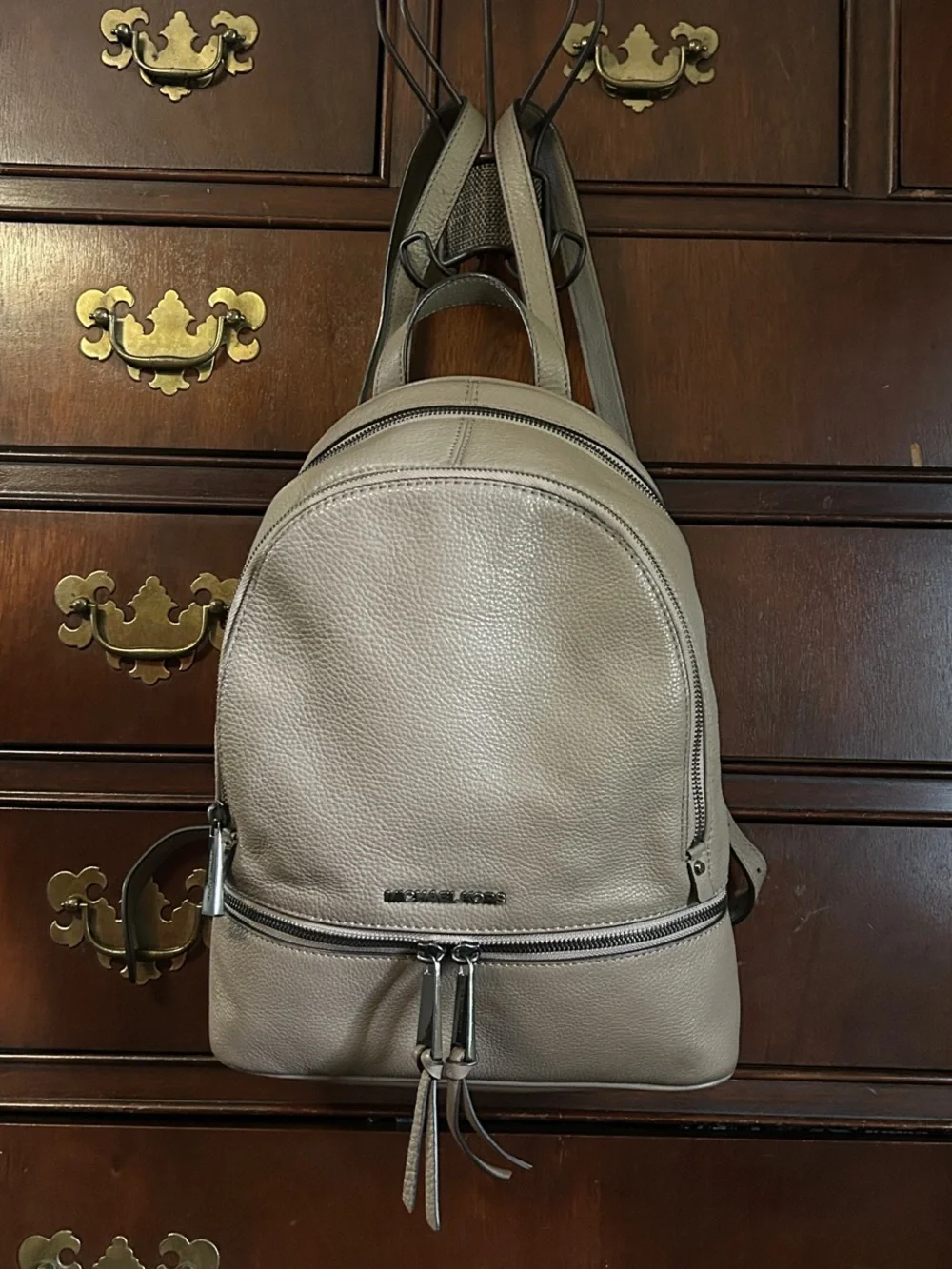 Michael Kors Pebbled Leather Backpack in Taupe